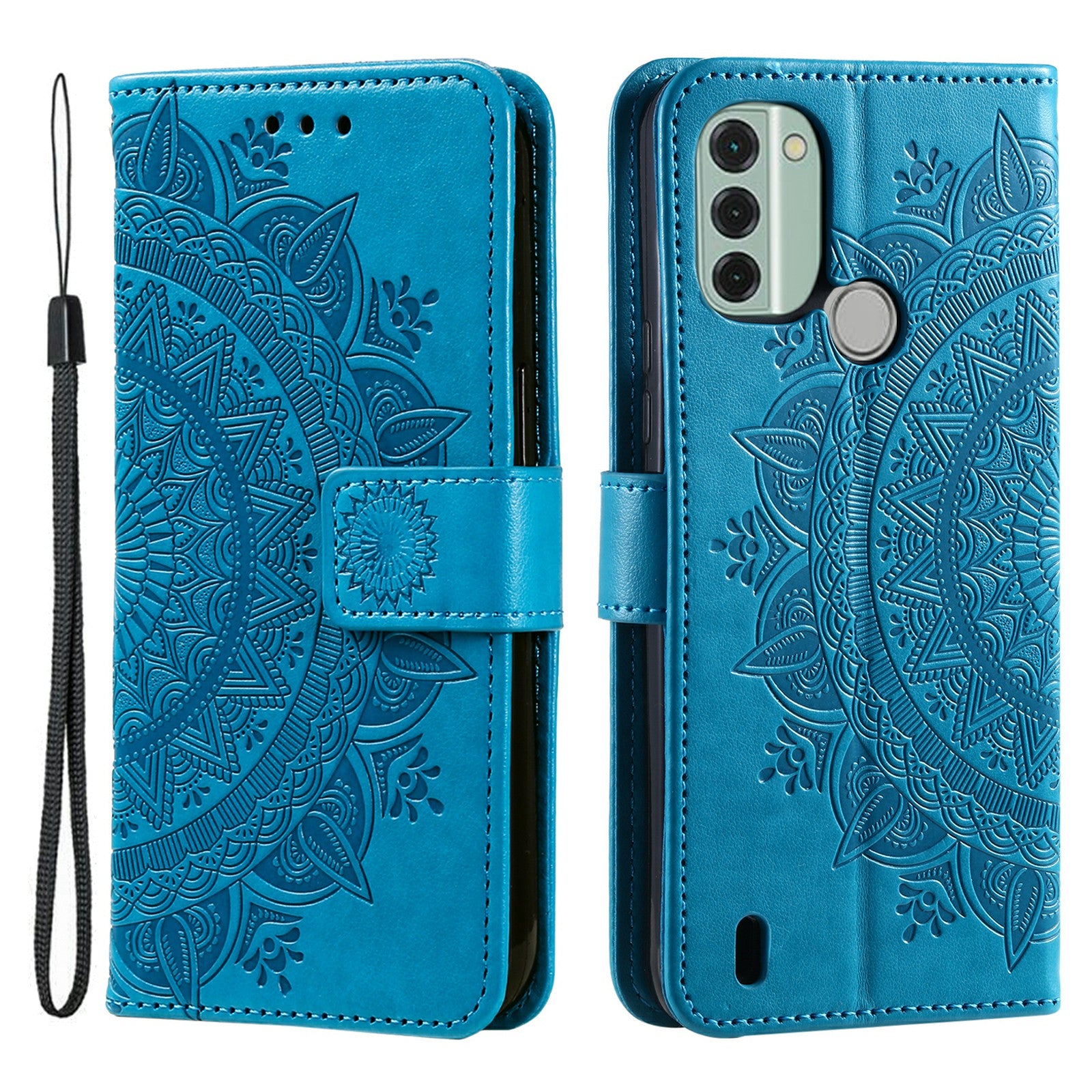For Nokia C31 4G Mobile Phone Shell Imprinted Mandala Flower Pattern Wallet Stand Phone Cover Case with Strap For Nokia C31 4G Mobile Phone Shell Imprinted Mandala Flower Pattern Wallet Stand Phone Cover Case with Strap